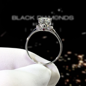 1.0 Ct Round Cut Diamond Love Crown Engagement Ring-Black Diamonds New York