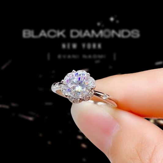 Crackling 1.0 Ct Diamond Engagement Ring-Black Diamonds New York