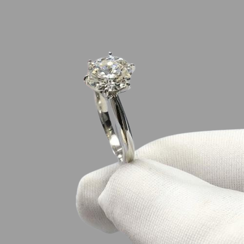 2.0 Ct Round Cut Diamond Classic Six Claws Engagement Ring-Black Diamonds New York