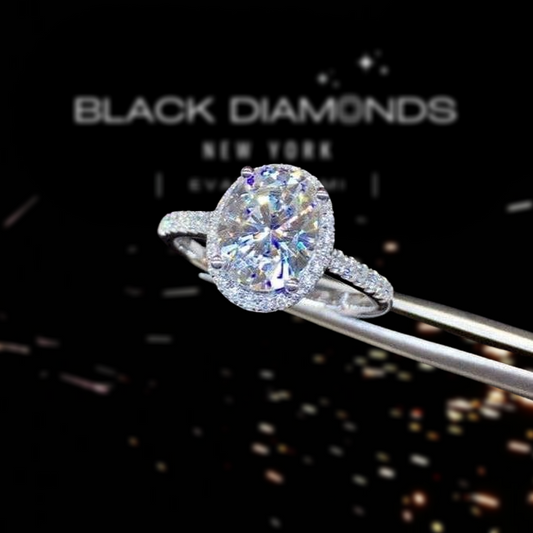 2.0 Ct Excellent Oval Cut Sparkling Diamond Engagement Ring-Black Diamonds New York