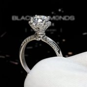 1.0 Ct Round Cut Diamond Rose Bud Engagement Ring-Black Diamonds New York