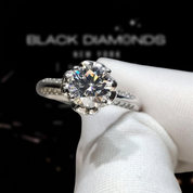 1.0 Ct Round Cut Diamond Rose Bud Engagement Ring-Black Diamonds New York