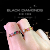 Multicolor Natural Tourmaline Ring-Black Diamonds New York