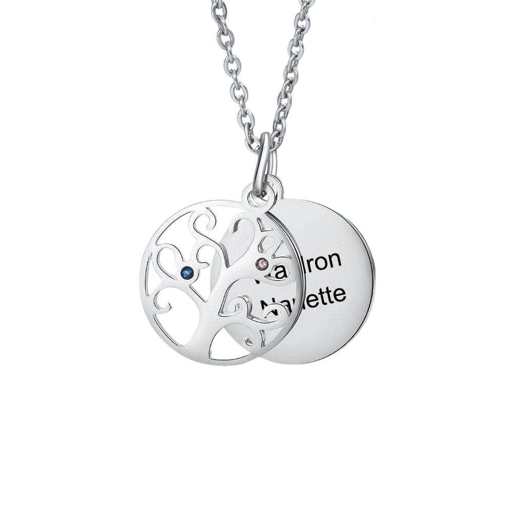 Custom Family Tree Pendant Necklace with Birthstones-Black Diamonds New York