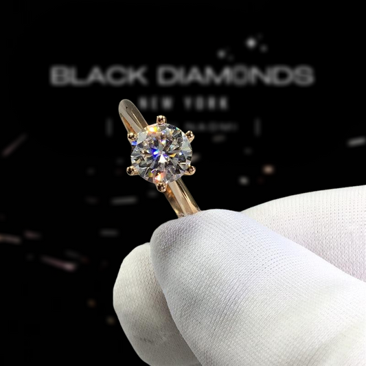 Round Cut 3.0 Ct Diamond Engagement Ring-Black Diamonds New York