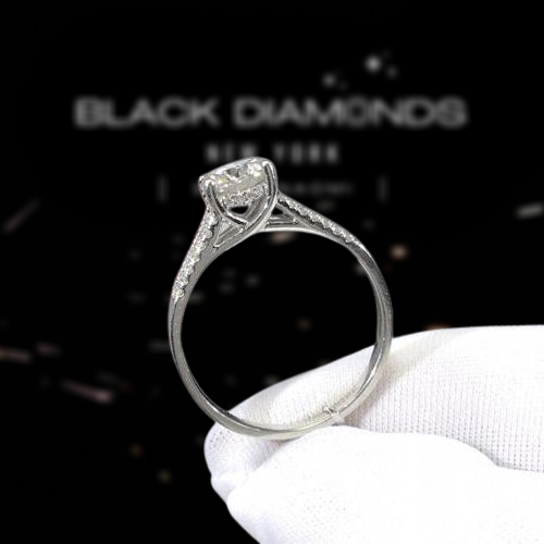 2.0 Ct Round Cut D Color Diamond Engagement Ring-Black Diamonds New York