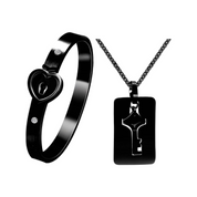 Lock and Key Necklace and Bracelet For Couples-Black Diamonds New York