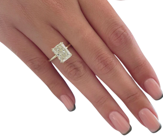 Yellow Gold Radiant Cut Simulated Diamond Engagement Ring