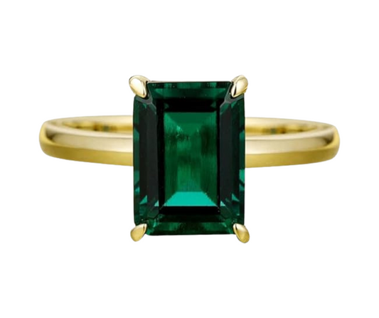 Classic Yellow Gold Emerald Cut Engagement Ring-Black Diamonds New York