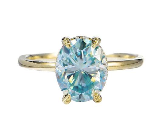 10k Yellow Gold Solitaire Diamond Engagement Ring-Black Diamonds New York