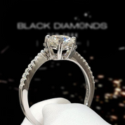 1.0 Ct Round Cut D Color Diamond Snowflake Engagement Ring-Black Diamonds New York