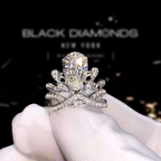 Pear Cut Diamond Crown Engagement Ring-Black Diamonds New York