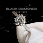 1.0 Ct 6.5mm Round Cut Diamond Snowflake Engagement Ring-Black Diamonds New York