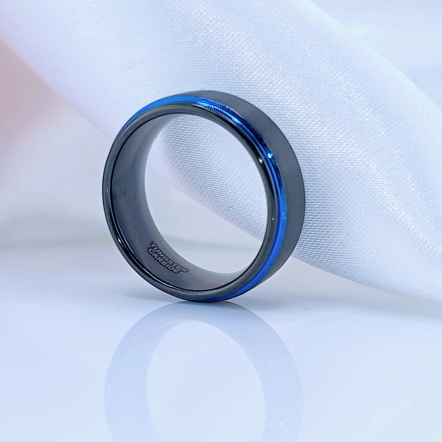 Mens Wedding Band Black Tungsten Ring Blue online Line 6mm Tungsten Ring Personalized Tungsten Ring