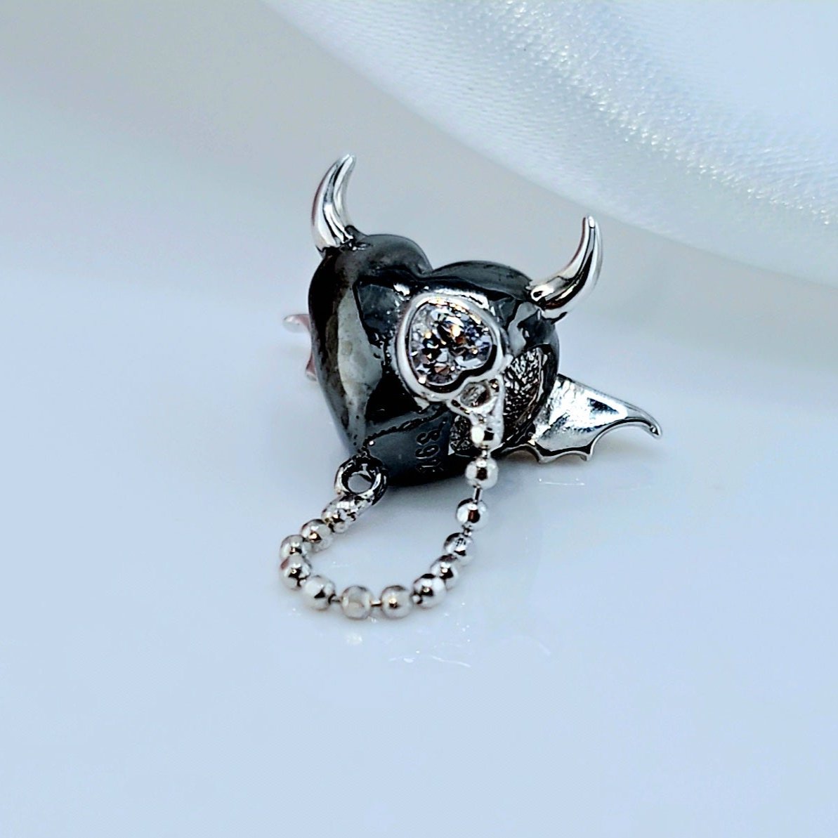 Black Heart Little Devil Punk Diamond Charm Pendant-Black Diamonds New York