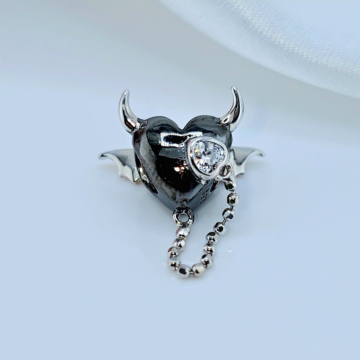 Black Heart Little Devil Punk Diamond Charm Pendant-Black Diamonds New York