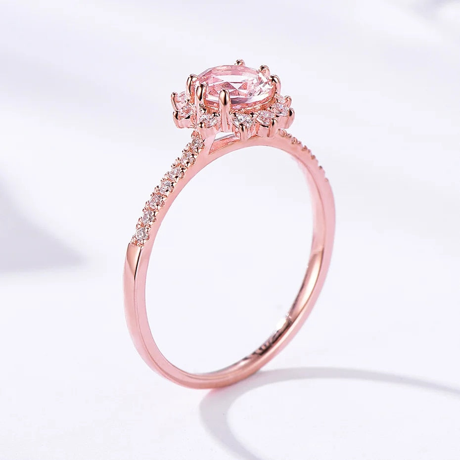 10k Rose Gold Morganite Gemstone Engagement Ring-Black Diamonds New York