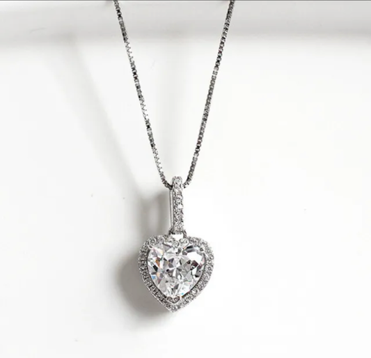Halo Heart Cut Pendant Necklace for Women-Black Diamonds New York