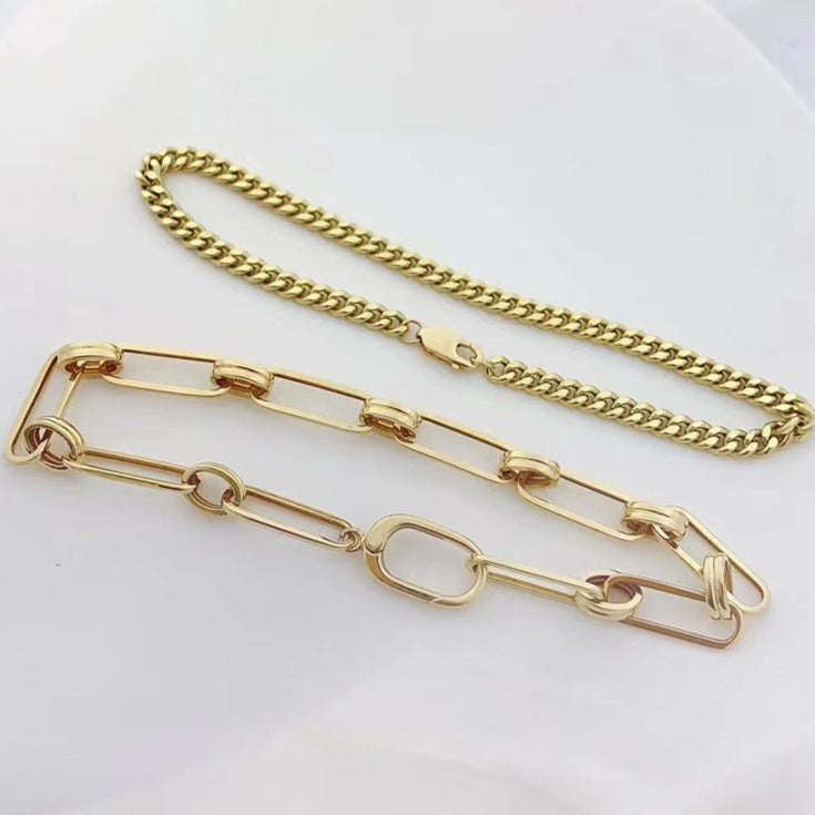 18k Yellow Gold Vintage Chain Bracelet-Black Diamonds New York