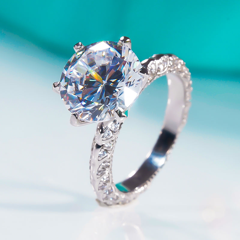 Classic 5.0 Ct Round Diamond Engagement Ring-Black Diamonds New York