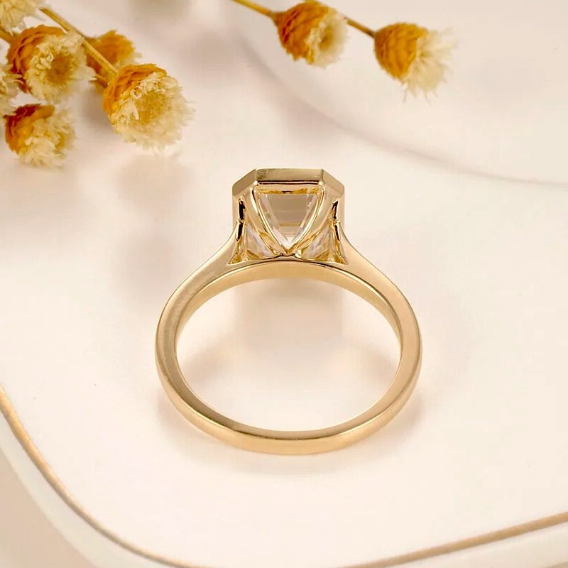 14K Solid Gold 3.0 Ct Emerald Cut Diamond Engagement Ring-Black Diamonds New York