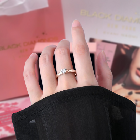 0.5 Ct Heart Cut Diamond Solitaire Engagement Ring-Black Diamonds New York