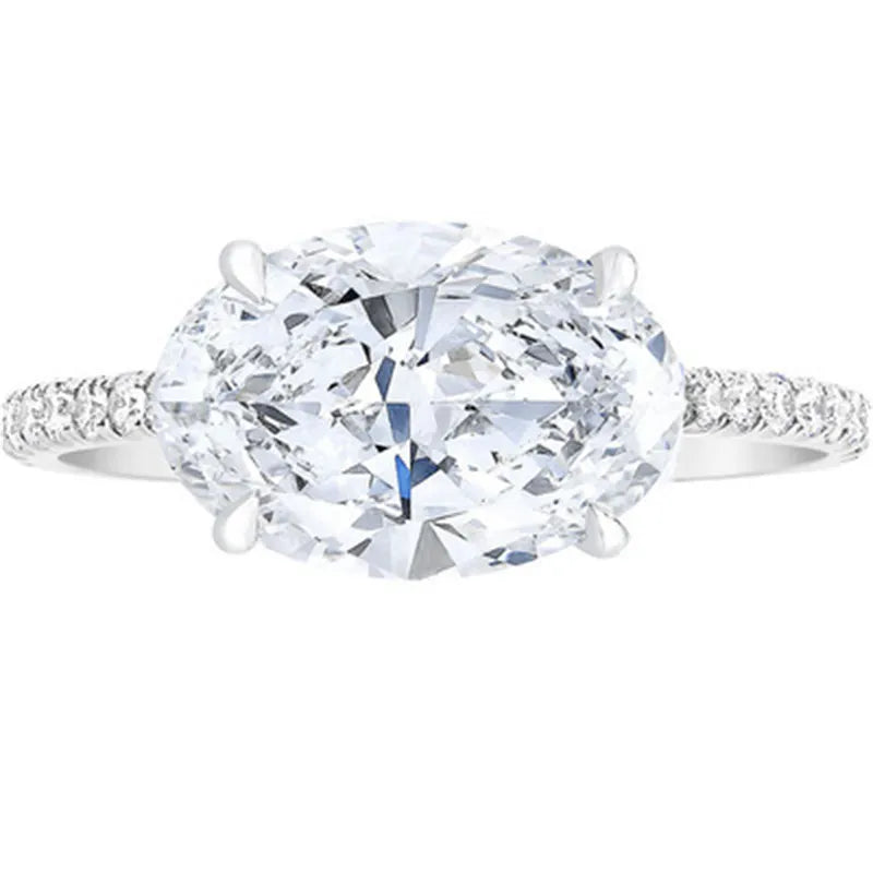 VIP Custom Upgrade- East West Elegant Oval Cut Diamond Ring-Black Diamonds New York