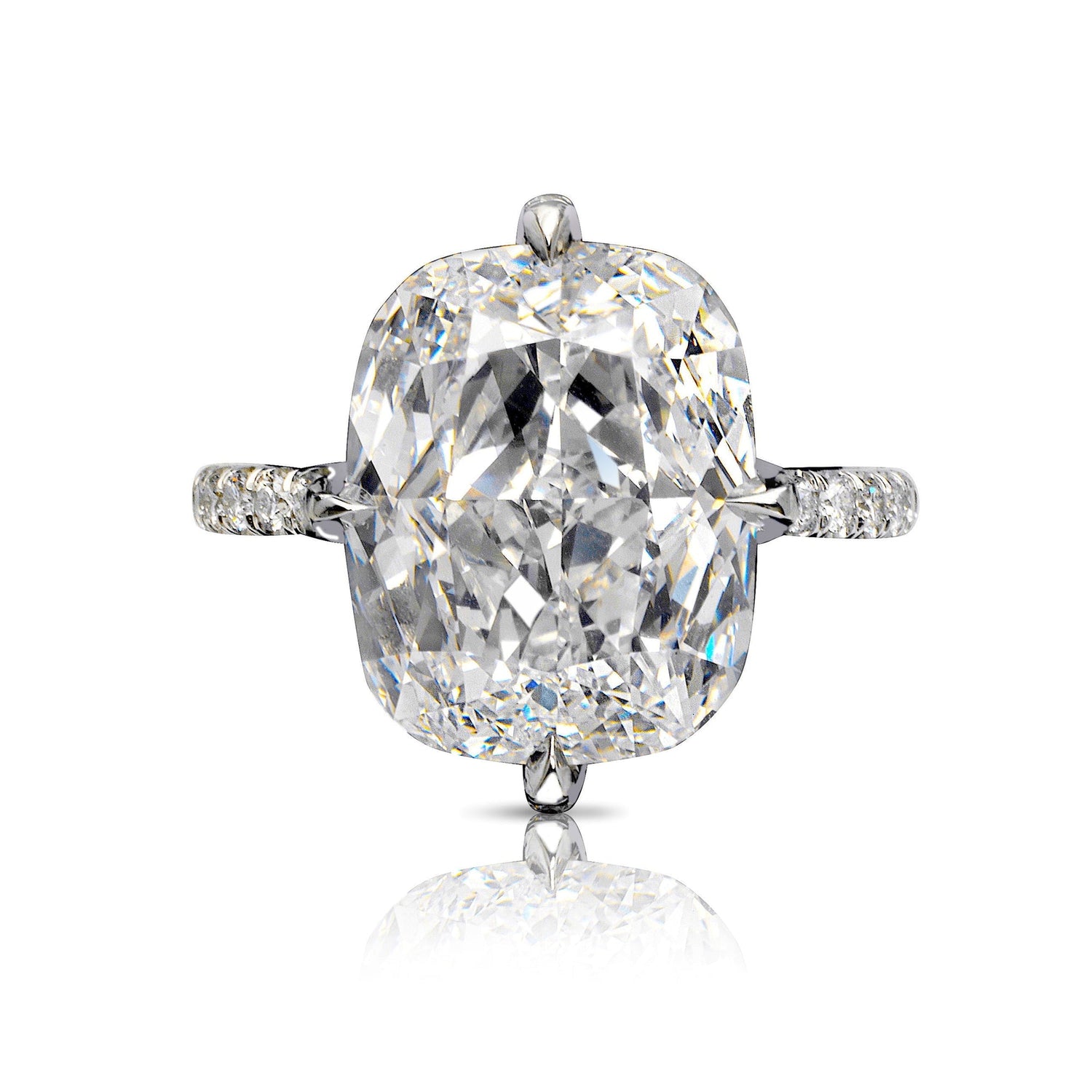 14k White Gold Cushion Cut Diamond Hidden Halo Engagement Ring-Black Diamonds New York