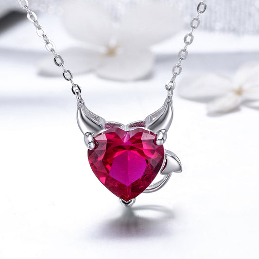 Red Diamond Little Devil & Angel Necklace-Black Diamonds New York