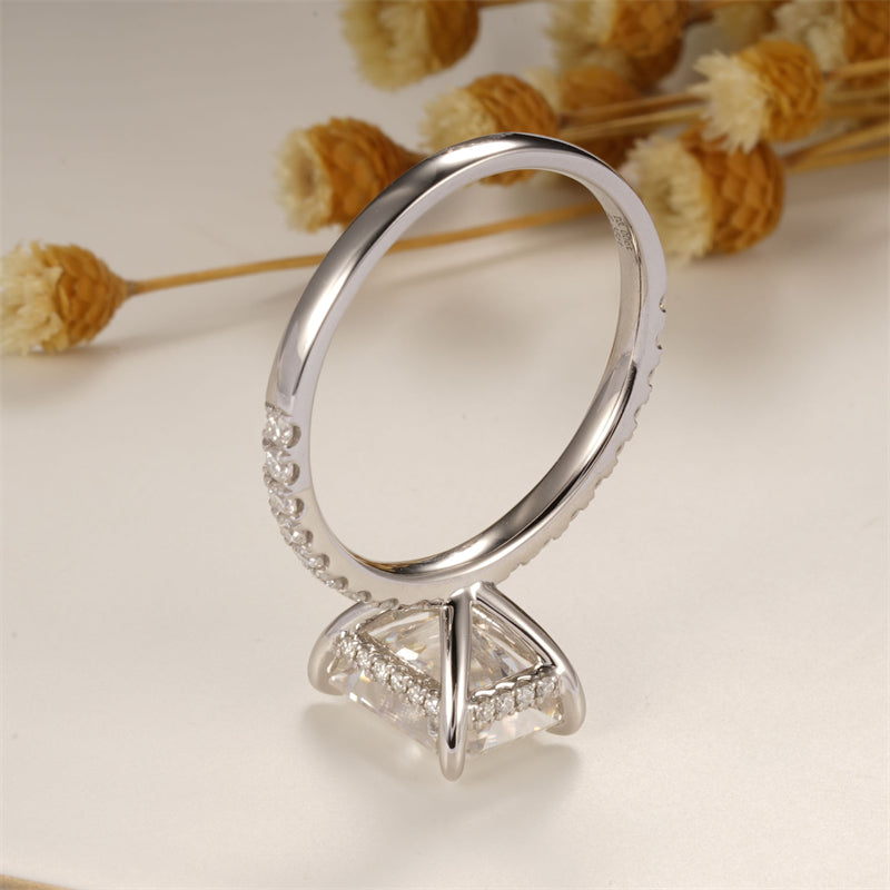 18k White Gold Radiant Cut 3.0 Ct Diamond Hidden Halo Engagement Ring-Black Diamonds New York