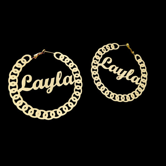 Pig Nose Customize Name Hoop Earrings-Black Diamonds New York