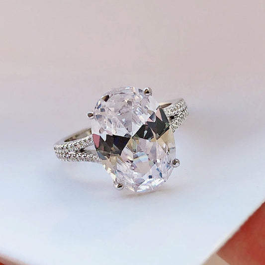 8.0 Ct Oval Cut Diamond White Gold Engagement Ring-Black Diamonds New York