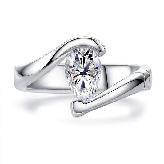 1ct Pear Cut Diamond Engagement Ring-Black Diamonds New York