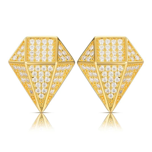 Diamond Rhombus Hip-Hop Earrings-Black Diamonds New York