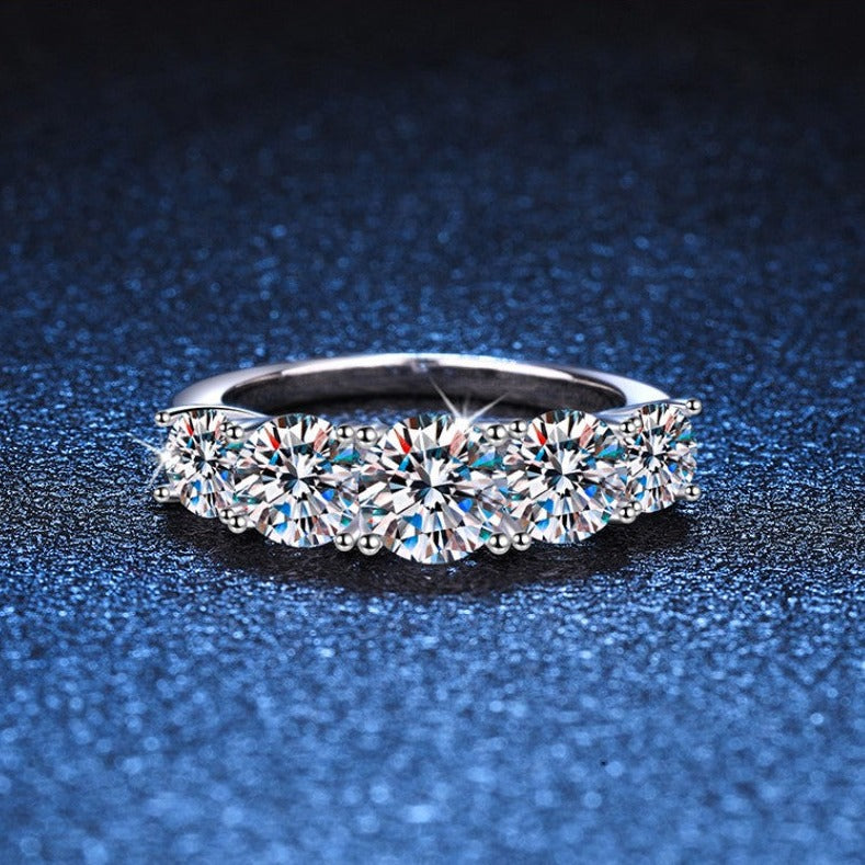 3.6 Ctw Round Cut Diamond Five Stone Engagement Ring-Black Diamonds New York