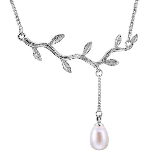 Waterdrops from the Olive Leaves Necklace-Black Diamonds New York