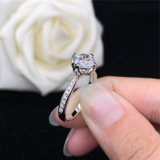 1.0 Ct Round D Color Diamond Engagement Ring-Black Diamonds New York