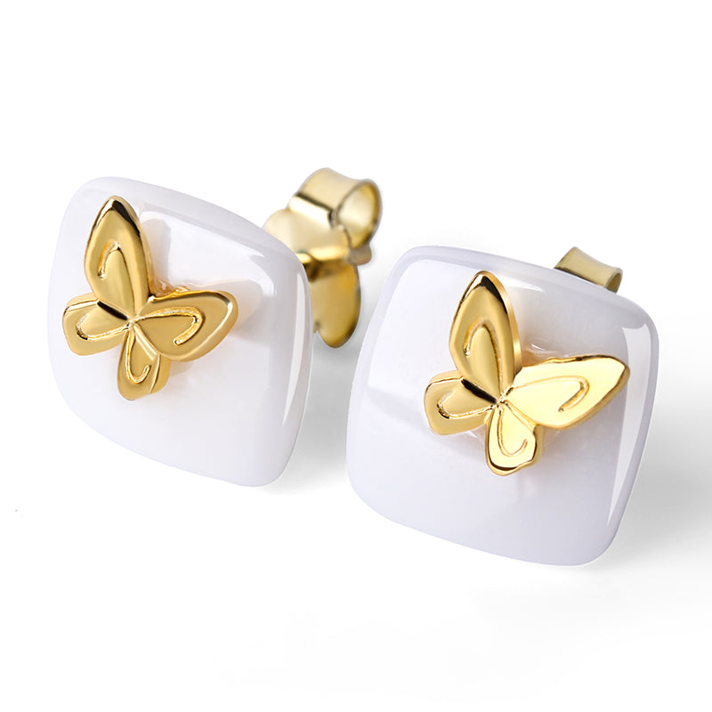 Lovely Butterfly Stud Earrings-Black Diamonds New York