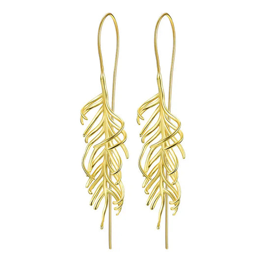 Fern Leaves Drop Earrings-Black Diamonds New York