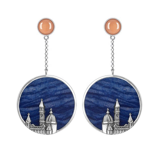 Vintage Florence Cathedral Dangle Earrings-Black Diamonds New York