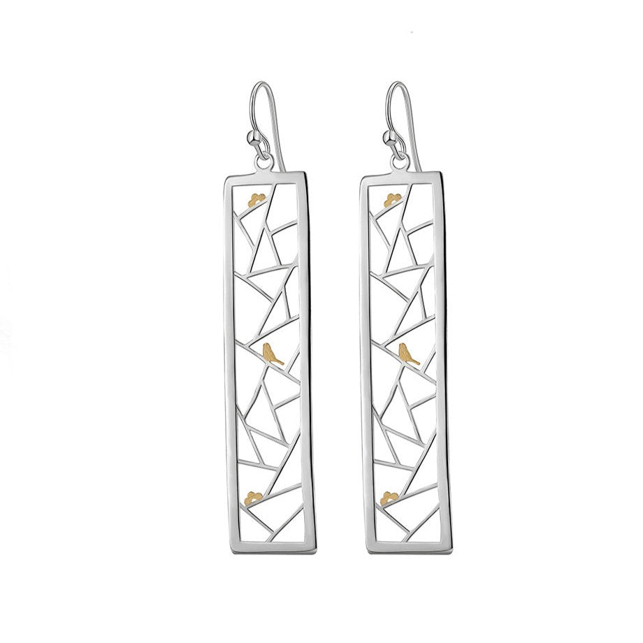 Oriental Element Window Paper-cut Dangle Earrings-Black Diamonds New York