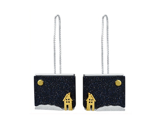 Hometown under the Stars Drop Earrings-Black Diamonds New York