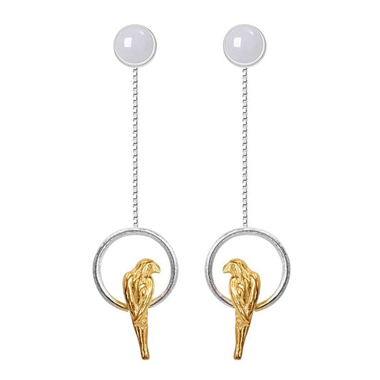 Elegant Parrot Drop Earrings-Black Diamonds New York