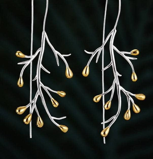 Statement Tree Fashion Drop Earrings-Black Diamonds New York