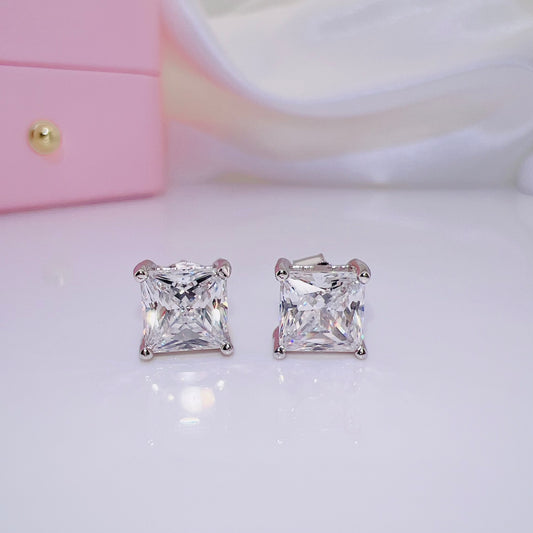 Diamond Princess Cut Shiny Earrings-Black Diamonds New York