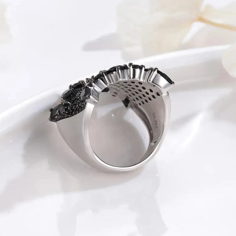 Gothic Natural Black Spinel Gemstone Ring-Black Diamonds New York