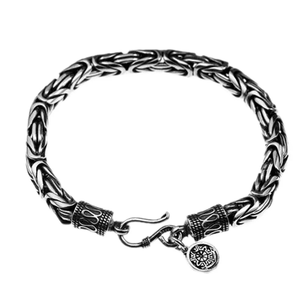 Goth-inspired Antique Silver Bracelet-Black Diamonds New York