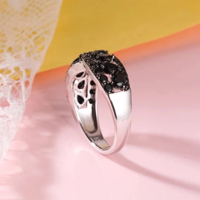 Infinity Pear-cut Natural Black Spinel Ring-Black Diamonds New York