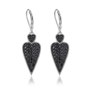 Double Heart 2.50 Ct Natural Black Spinel Drop Earrings-Black Diamonds New York