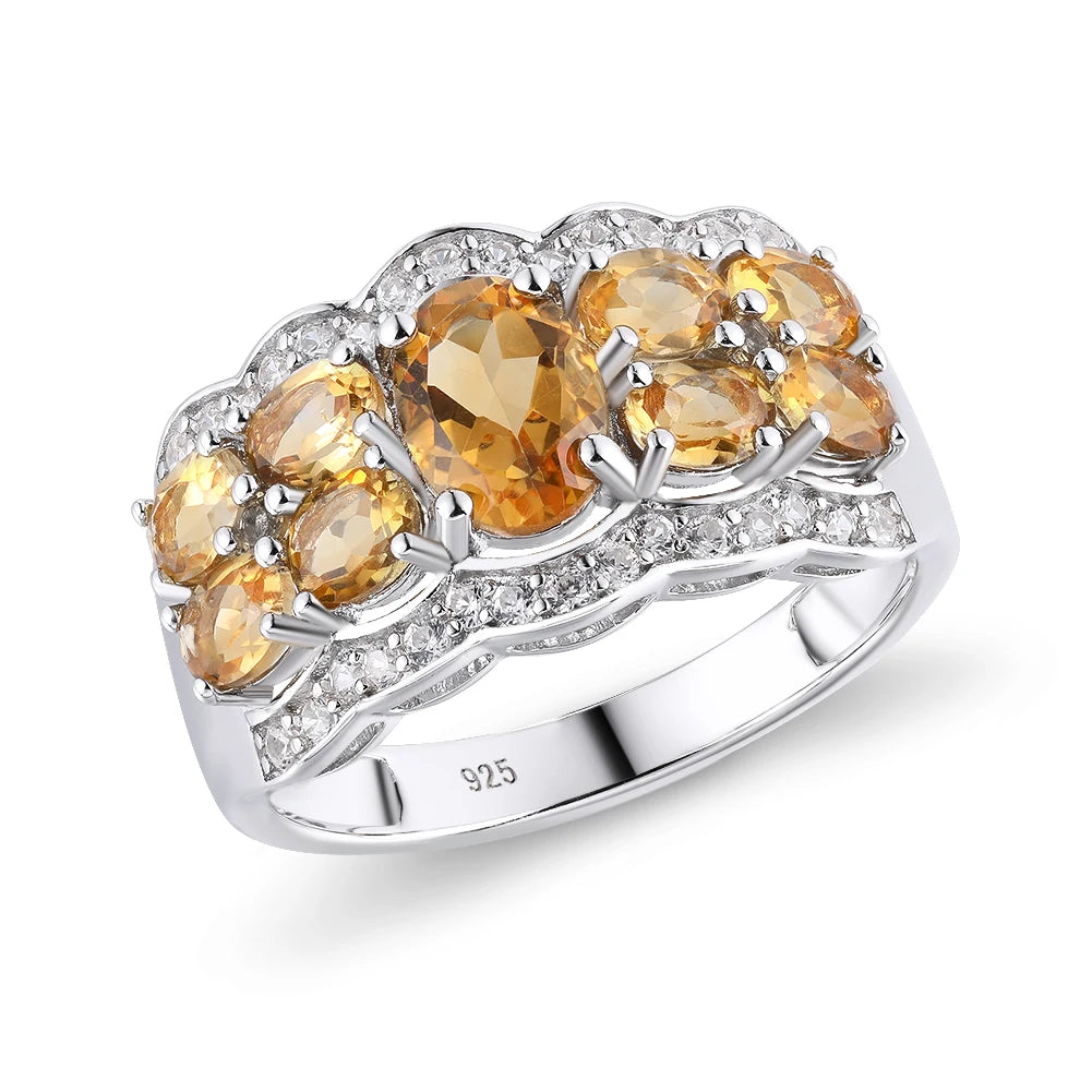 Vintage Style Oval Cut Create Citrine Gemstone Halo Ring-Black Diamonds New York